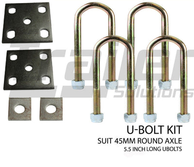 U Bolt Kit 45mm Round X 5.5 inch Ubolts Fish Plates Axle Pads Trailer Caravan Parts