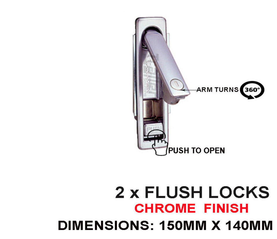 X2 Chrome Compression Lock Push Latch Swing Handle Camper Rv Pop Up Trailer
