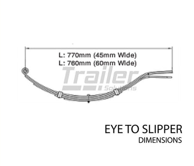 Pair 5 Leaf Eye To Slipper Trailer Springs 60mmx6mm Horse Float 1100Kg Caravan