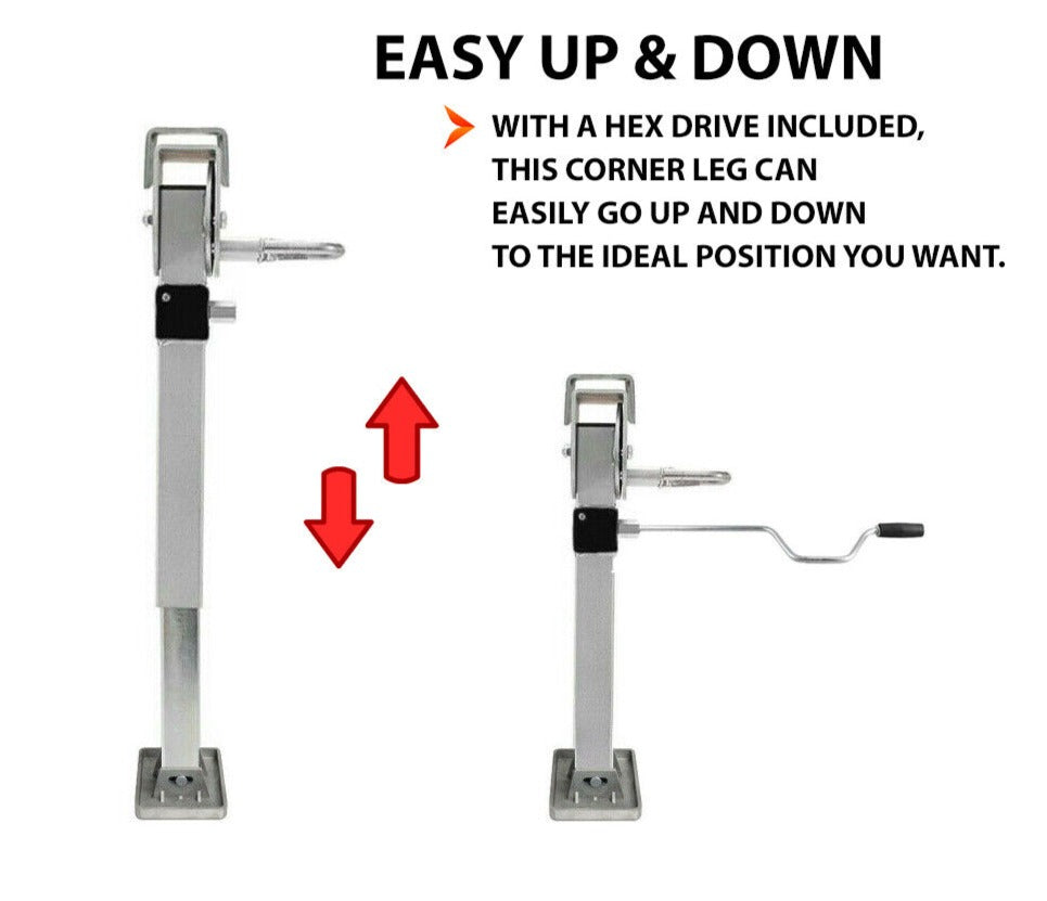 Corner Legs Drop Down Stabilizers 450mm Handle 1200Lbs Caravan Camper Trailer