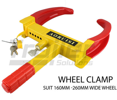 Heavy Duty Steel Car Wheel Clamp Safety Lock Trailer Caravan Tyre Fits 160-260mm