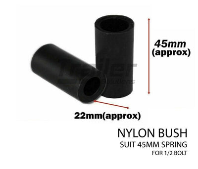 Pair Nylon Spring Bushes 45mm X 1/2 inch 12mm For Trailer Suspension Bush