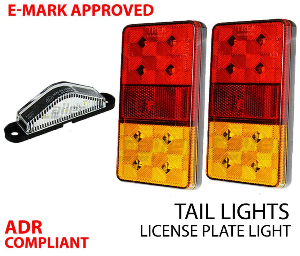 2 X 8 Led Tail Brake Number Plate License Plate Light Kit 12V Waterproof Trailer