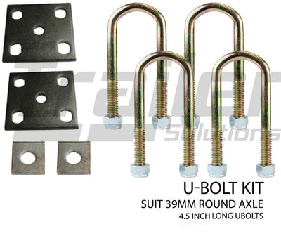 U Bolt Kit 39mm Round X 4.5 inch Ubolts Fish Plates Axle Pads Trailer Caravan Parts