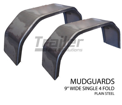 Trailer Steel Mudguard Smooth Pair 4 Fold 9 inch Wide Suit 13 inch/ 14 inch Wheel Guard Boat