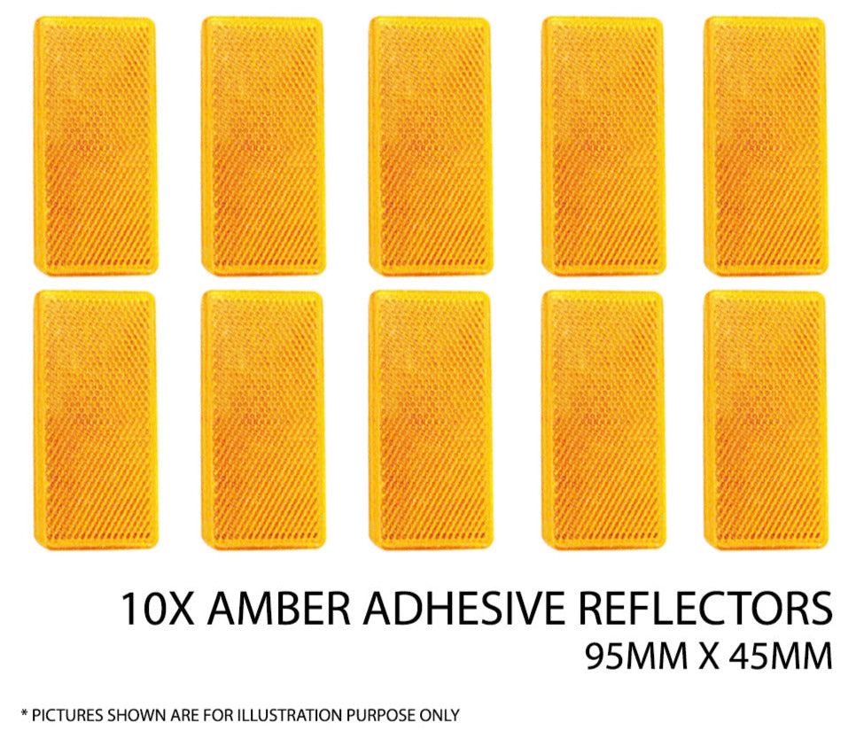 10X Amber Reflector Self Adhesive Trailer Caravan Light Truck Stick