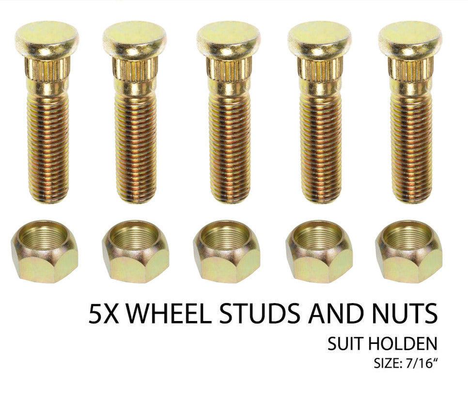 Set of 5 Wheel Hub Stud & Nuts Suit 5 Stud Holden Trailer Lazy Drums