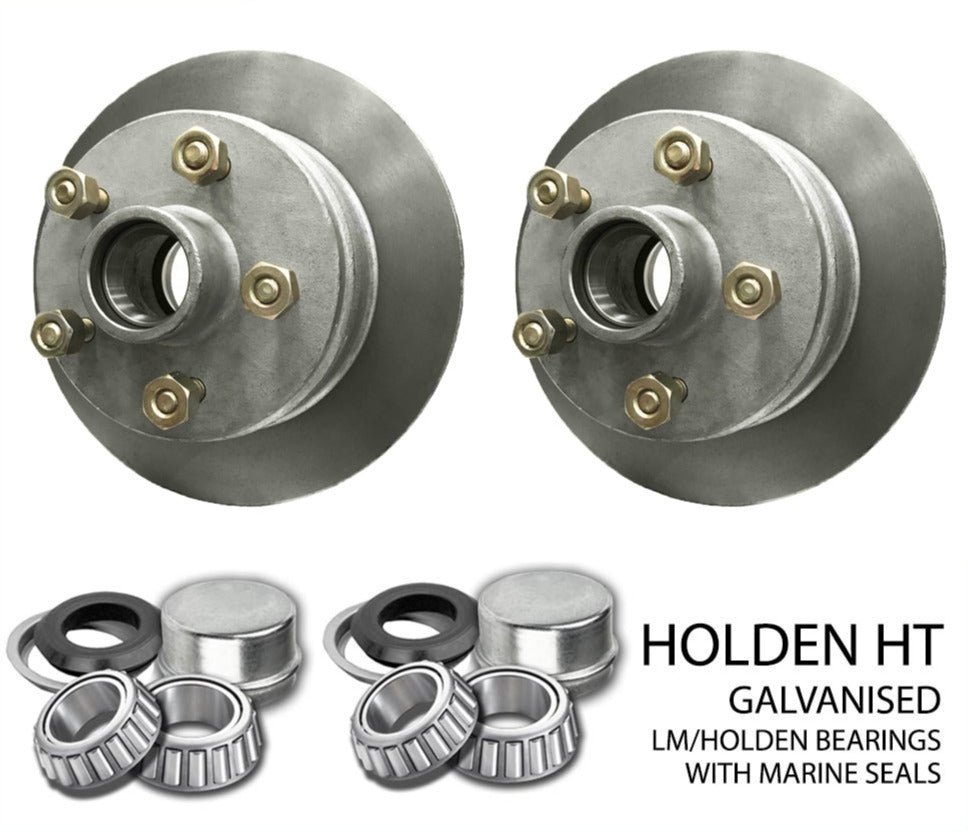 Pair Trailer Disc Hubs Galvanised (LM) With Marine Seal Suits HT Holden