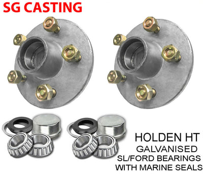 Trailer Galvanised 5 stud Hubs With SL Bearings & Marine Seals For HT Holden
