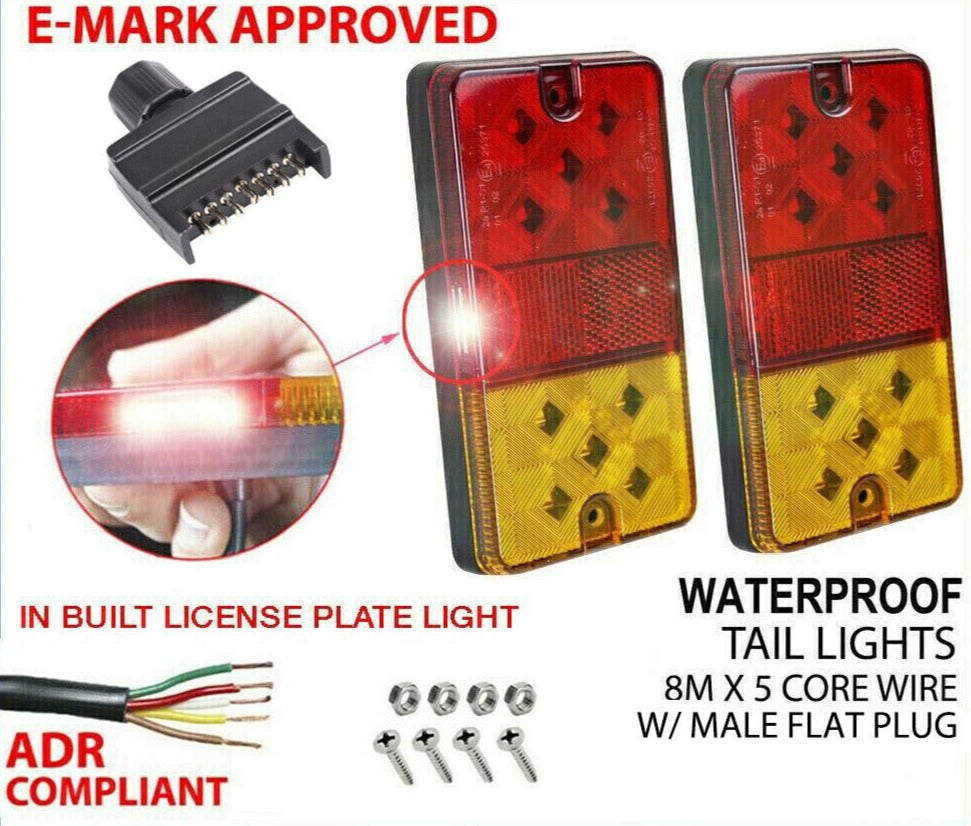 2 X 10 Led Trailer Light Kit No. Plate Light, Plug, Cable, Rewire Complete