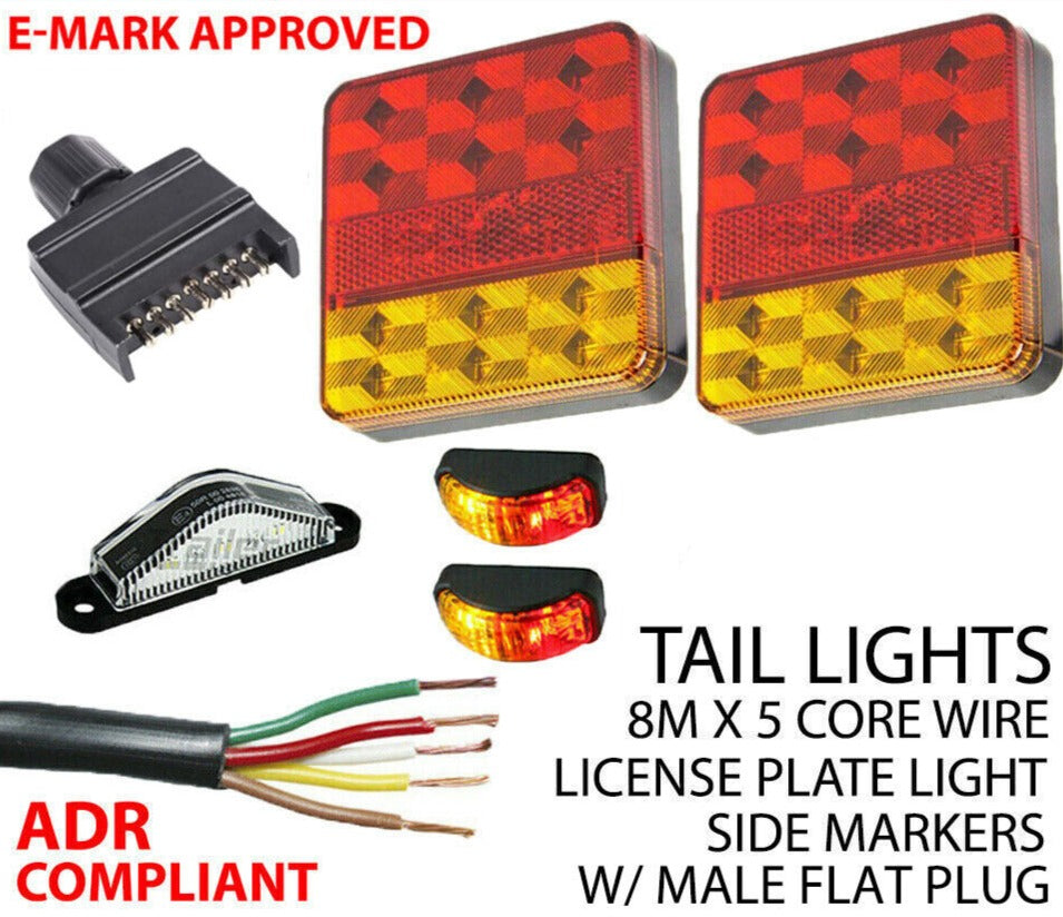 12 Led Trailer Light Kit,License Plate Light, 5 Core Cable Clearance Light Plug