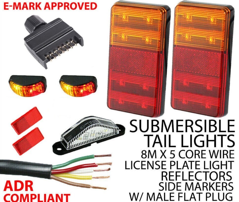 8 Led Trailer Light Kit,License Plate Light,5 Core Cable,Clearance Light Plug
