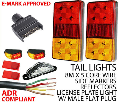 Trailer Light Kit Pair 12-24V Led Light,1 X Plug, 5 Core Wire,Number Plate Light